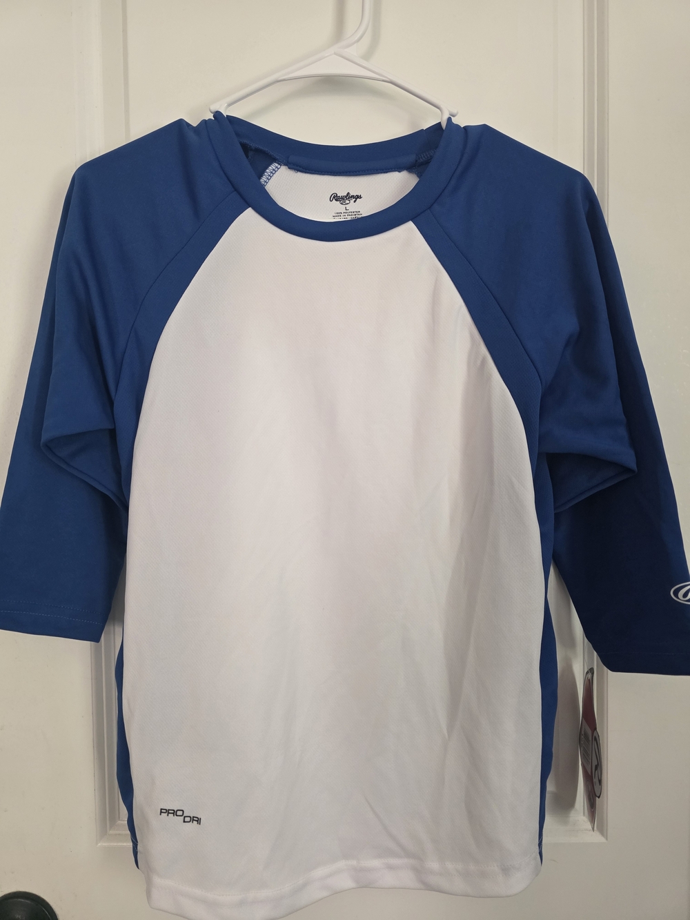 Rawlings White and Blue Raglan Youth Jersey